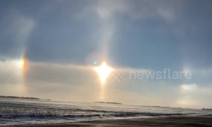 Breathtaking footage shows upside-down rainbow above sundog in Minnesota