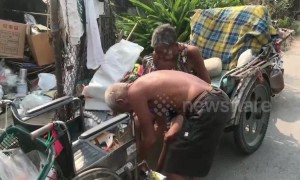 Doting husband, 69, takes his disabled wife, 80, to work every day on his modified motorcycle