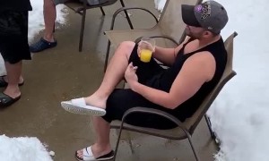 Men Fire Up Barbecue After Polar Vortex Passes