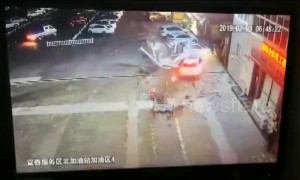 Car smashes through petrol pump after driver mistakes accelerator for brake