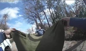 Bodycam shows police using blanket to catch kitten falling from tree