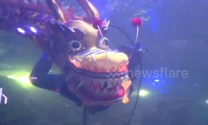 Underwater dragon dance at Chinese aquarium to welcome Lunar New Year