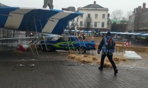All the Top Gear, no idea! Freddie Flintoff smashes up market stall in UK town