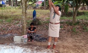 Scout Leader Shows Students How Not to Swing