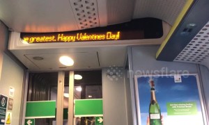 Cute Valentine's Day message on the train