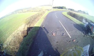 Lorry dashcam shows terrifying crash as car loses control rounding a bend