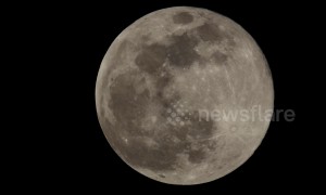 Close up of 2019's brightest supermoon, as seen from Switzerland