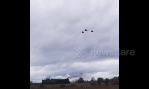 RAF Tornado fighter jets fly past eponymous steam train on their final voyage
