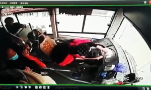 Bus full of passengers nearly falls into river after man attacks the driver