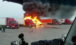 Trucks Burn in Furious Flames