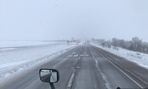 Icy Interstate at a Standstill After Crash