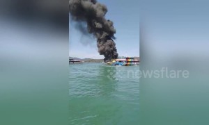 Over 50 passengers rescued from burning ferry in Malaysia