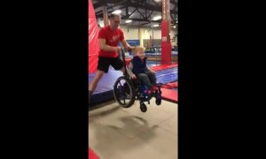Who says you can't jump on a trampoline in a wheelchair?