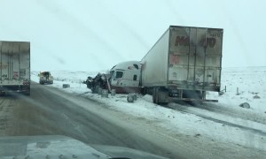 Crazy Semi Wreck in Wyoming