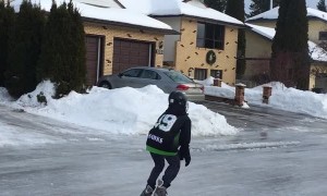 Weather Conditions Turn Street into Perfect Ice Rink