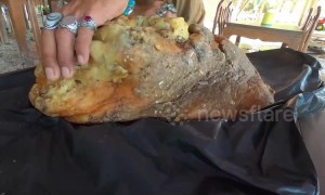 Barman found mystery lump of yellow wax on beach which could be whale vomit worth $500,000
