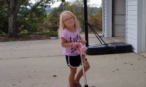 Little Girl has Scooter Mishap