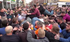 Punches thrown and mass brawls at the annual Atherstone Ball Game