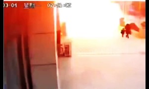 Chinese shop explodes after possible gas leak, injuring 10