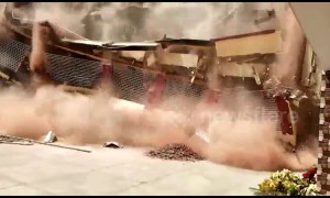 Corner of school building in northeast India completely collapses