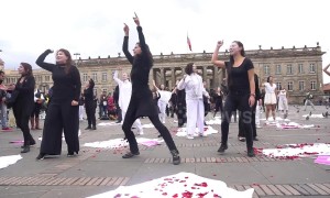 Colombian women stage performance on International Women's Day