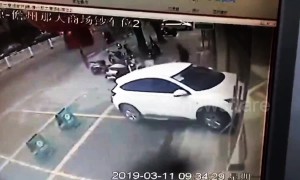 Security guard narrowly escapes death after SUV driver mistakes accelerator for brake
