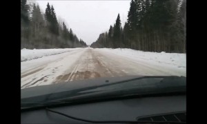 Driver Dodges Two Oncoming Trucks