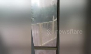 Hail storm breaks window causes crazy waves in backyard pool