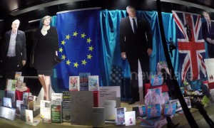 UK bookshop decks out windows in Brexit themed decorations
