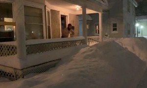 Snow-Mageddon Porch Jump Fail