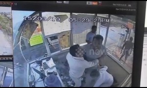 Beware the slipper! Man charges into toll booth to hit employee with slipper