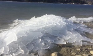 Sheets of Ice Get Blown to Shore