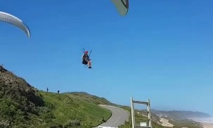 Paraglider Performs Precise Landing