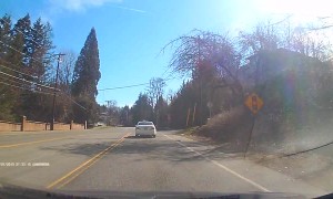 Car Barely Avoids Head On Collision by Inches