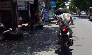 Starling Hitches a Ride on Motorcycle