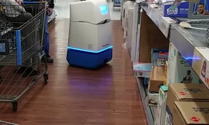 Big Box Store Robot Roams the Aisle