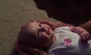 Baby girl has emotional reaction to dad's singing