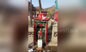 Chinese villagers build ‘peeing boy’ statue to divert spring water from mountain