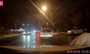 Car Tries to Turn, Gets Into Trouble