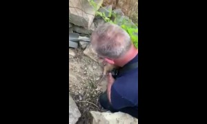 North Charleston Fire Department rescues puppy from pile of rocks