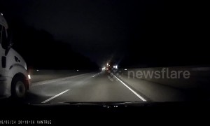 Dashcam catches hood flying up on own car on Illinois highway