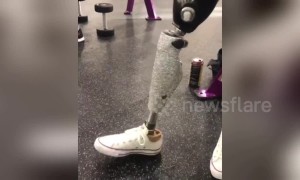 Glam-putee! Model shows off her diamond encrusted prosthetic leg