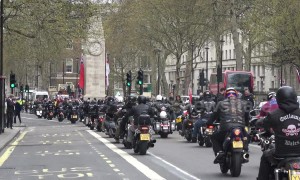 Cenotaph used as a 'bike park' as thousands of motorcycles rally in London