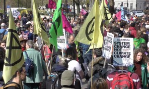 Climate change protesters block traffic in central London's Marble Arch