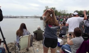 Crowd Gathers for Bridge Demolition