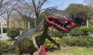 Dinosaur statue made of 3000 abandoned bike tyres at Chinese park