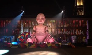 Giant mechanical baby installed for UK theatre production
