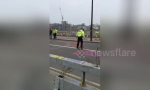 Policeman filmed skateboarding at climate protest in London