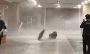 Wind and hail batters students in Zhejiang Province, China