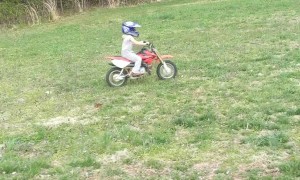 Little Girl Teaches Herself to Ride Mini Dirt Bike